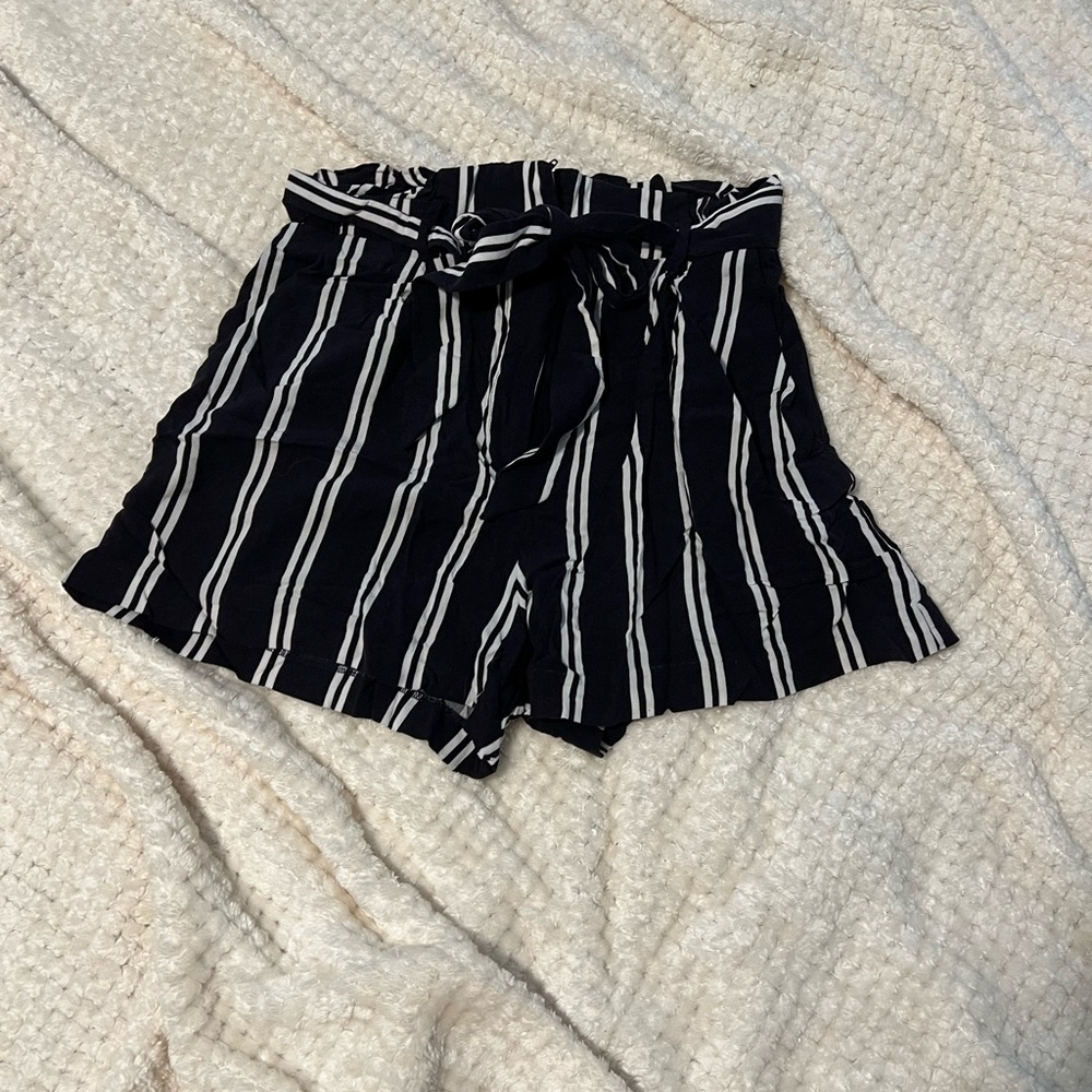 Black striped high waisted shorts